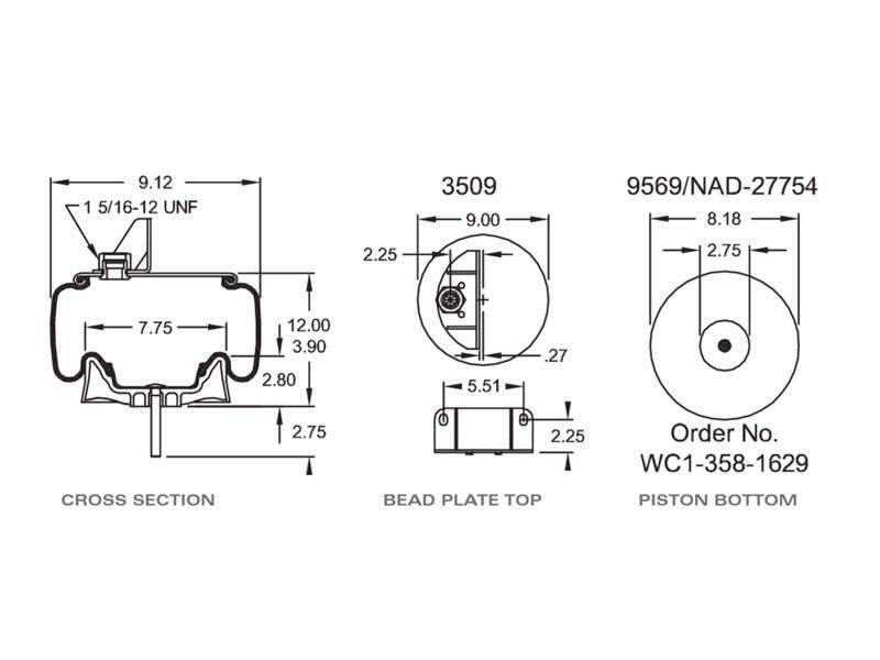 Air Spring Airbag – Replaces W01-358-9547 W013589541 Firestone 9541 – Kenworth