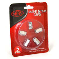 SAAS Valve Cap Silver - 5 Pack