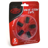 SAAS Valve Cap Black 2 Groove 5 Pack