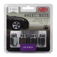 SAAS Wheel Nuts Acorn Taper 1/2 Chrome 35mm 5Pk