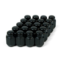 SAAS Wheel Nut Acorn Taper 1/2 Black 35mm 20 Pack