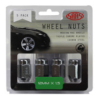 SAAS Wheel Nuts Acorn Taper 12 X 1.50 Chrome 35mm 5Pk