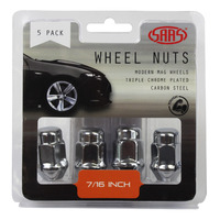 SAAS Wheel Nuts Acorn Bulge 7/16"Chrome 35mm 5Pk