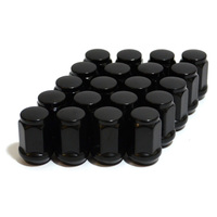 SAAS  Wheel Nut Flat Head Bulge 1/2" Black 35mm 20 Pack