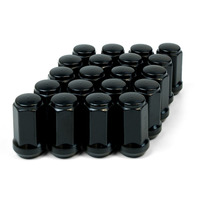 SAAS Wheel Nut Flat Head Bulge 14x 1.5 Black Chrome 45mm 20 Pack