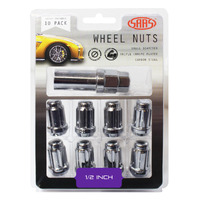 SAAS Wheel Nuts S/D 6 Spline 1/2 Inc Key Chr 10Pk