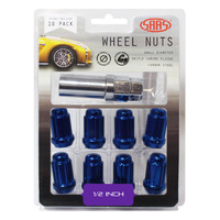 SAAS Wheel Nuts S/D 6 Spline 1/2 Inc Key Blue 10Pk
