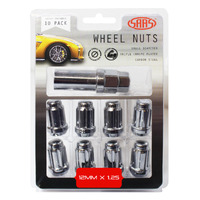 SAAS Wheel Nuts S/D 6 Spline 12 x 1.25 Inc Chr Key 10Pk