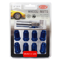SAAS Wheel Nuts S/D 6 Spline 12 x 1.25 Inc Key Blue 10Pk