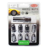 SAAS Wheel Nuts S/D 6 Spline 12 x 1.50 Inc Key Chr 10Pk