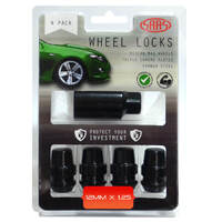 SAAS Lock Nuts Splined Acorn Bulge 12mm x 1.25 Black Pk 4
