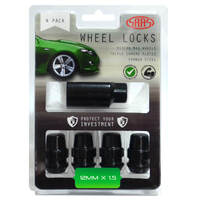 SAAS Lock Nuts Splined Acorn Bulge 12mm x 1.50 Black Pk 4