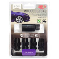 SAAS Lock Nuts Splined Acorn Bulge 44mm 1/2 Black Pk 4