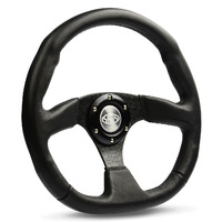 SAAS Steering Wheel Leather 14" ADR Black Flat Bottom
