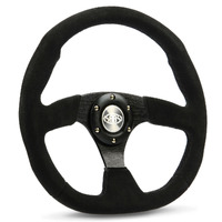 SAAS Steering Wheel Suede 14" ADR Black Flat Bottom