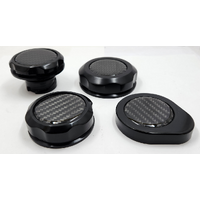 Alloy Billet Caps Suits FORD MUSTANG 2015-2018 CAPS OIL,W/SCREEN,RESERVOIR, BRAKE MASTER BILLET CARBON SHADOW COMBINATION