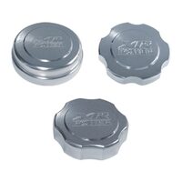ALLOY BILLET CAPS SUIT BA/F/G 6CYL SET OF 3 OIL,COOLANT,POWER STEERING COVERS