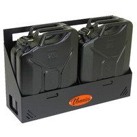 Vonnies 20L Black Canopy/Trailer Mounted Double Jerry Can Holder for Water & Fuel Australian Made.