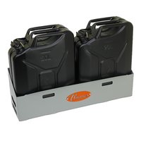 Vonnies 20L Grey Canopy/Trailer Mounted Double Jerry Can Holder Low Back for Water & Fuel Australian Made.