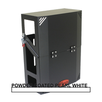 Vonnies 20L White Canopy/Trailer Mounted Front FLIP FOLDING Single Jerry Can Holder for Water & Fuel Australian Made.