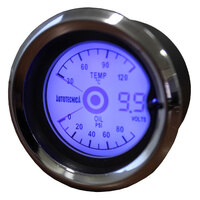 Autotecnica LCD 3-in-1 Voltmeter/Water Temperature/Oil Pressure Gauge 52mm LCOT