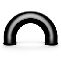 SAAS Aluminium Pipe 76mm ID x 180 Deg Black Anodised