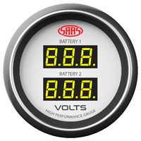 SAAS Dual Volt Digital Gauge 8v-18v 52mm White Muscle Series