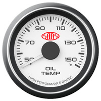 SAAS Oil Temp Gauge 50°-150° 52mm White Muscle Series