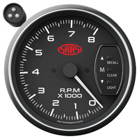 SAAS Tachometer 0-8K Shiftlite 3-3/4 Black Muscle Series