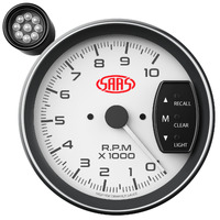 SAAS Tachometer 0-10K Shiftlite 5" White Muscle Series