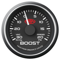SAAS Boost Gauge 30inHg-20psi 52mm Black Muscle Series