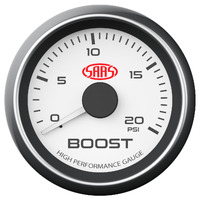 SAAS Boost Gauge Diesel 0-20 psi 52mm White Muscle Series