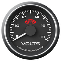 SAAS Volt Gauge 8v-18v 52mm Black Muscle Series
