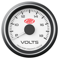 SAAS Volt Gauge 8v-18v 52mm White Muscle Series