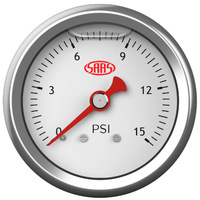 SAAS Fuel Press Gauge 15 Psi Liquid Filled 41mm White