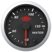 SAAS Water Temp Gauge 40°-120° 52mm Black Street Series