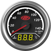 SAAS SG613020 Dual Gauge Oil Pressure 140 Psi/Water Temp 40°-120° Analogue/Digital Trax Series