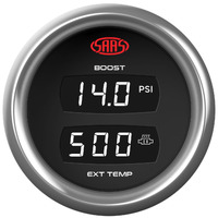 SAAS SG911240 Dual Digital Gauge Boost 0-30 Psi / Exhaust Temperature 0°-900° Trax