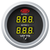 SAAS Dual Volt Digital Gauge 8v-18v 52mm Black Muscle Series 2