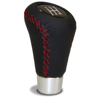 SAAS Leather Gear Knob Black-Red Stitch With 8 Shift Patterns