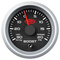 SAAS Boost Gauge 30inHg-20psi 52mm Black Muscle Series 2