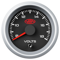 SAAS Volt Gauge 8v-18v 52mm Black Muscle Series 2