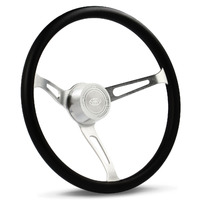 SAAS Deep Dish Steering Wheel Kit Including Deep Dish Horn Button Poly 15" Classic Brushed Alloy Slotted
