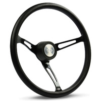 SAAS Deep Dish Steering Wheel Kit Including Deep Dish Horn Button Poly 15" Classic Black Alloy Slotted