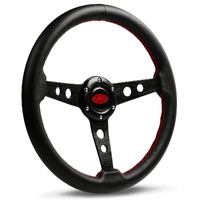 SAAS Steering Wheel Leather 14" ADR Retro Black Spoke