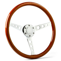 SAAS Steering Wheel Wood 15" ADR Classic Chrome With Holes