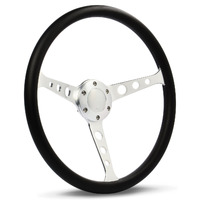 SAAS Steering Wheel 15" Classic Series Poly Grip Brushed Alloy Spokes With Holes