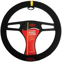 SAAS Steering Wheel Cover Black Suede With Indicator and Logo 380mm