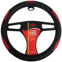 SAAS Steering Wheel Cover Black-Red Poly With Logo 380mm