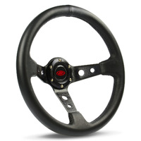 SAAS Steering Wheel Leather 14" ADR GT Deep Dish Black With Holes